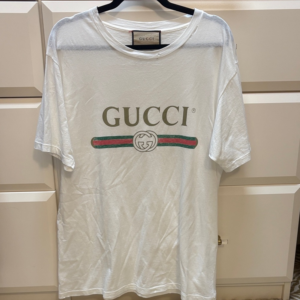 Gucci White Logo Men's Tee